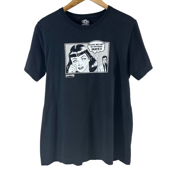 Thrasher Other - Thrasher Why Cant My Boyfriend Skate Graphic Tee Black Mens Large Comic Pop Art
